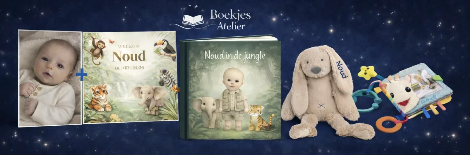 Collage met gepersonaliseerde kraamcadeau-inspiratie