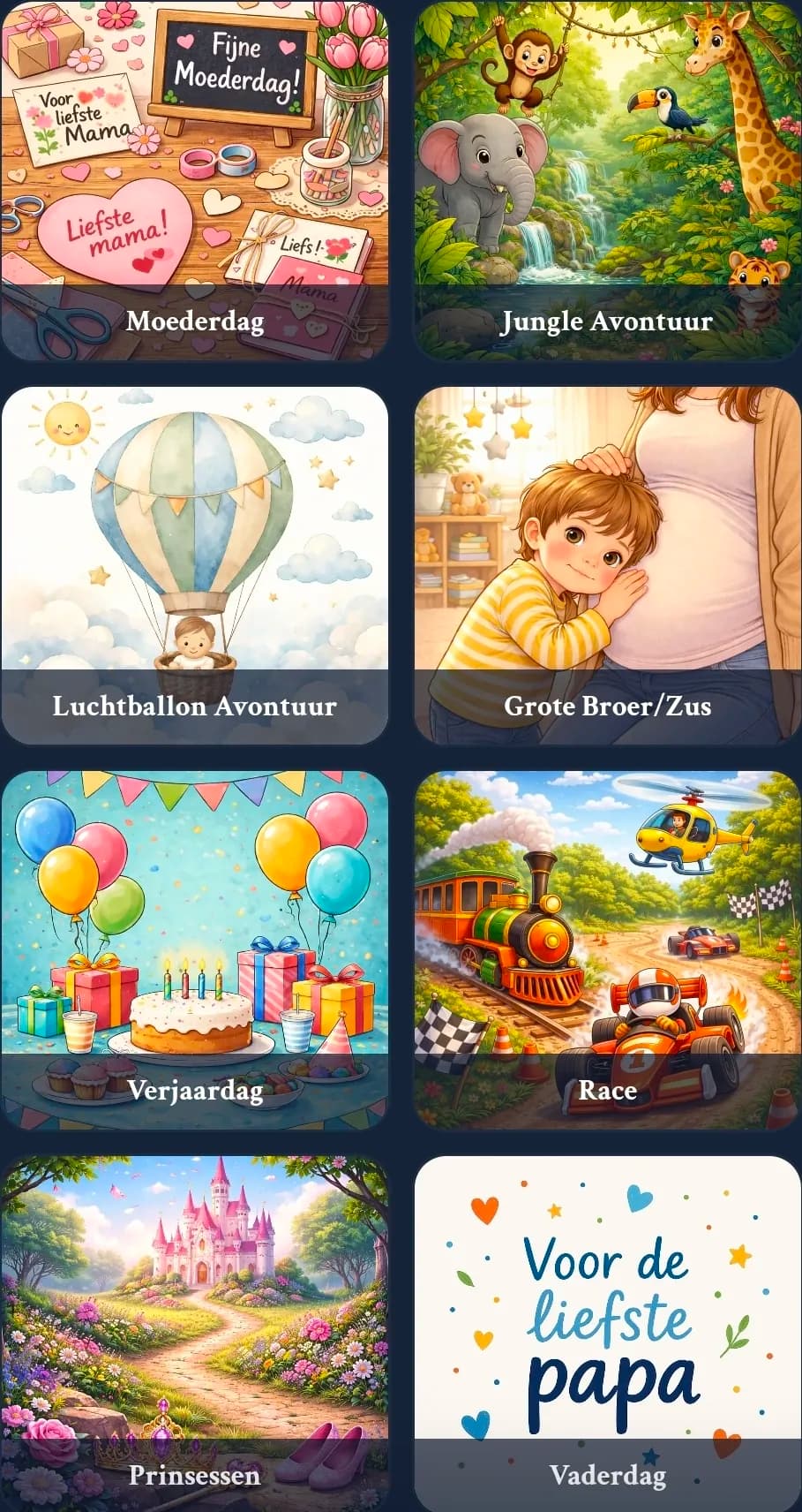 Examples of standard themes in BoekjesAtelier