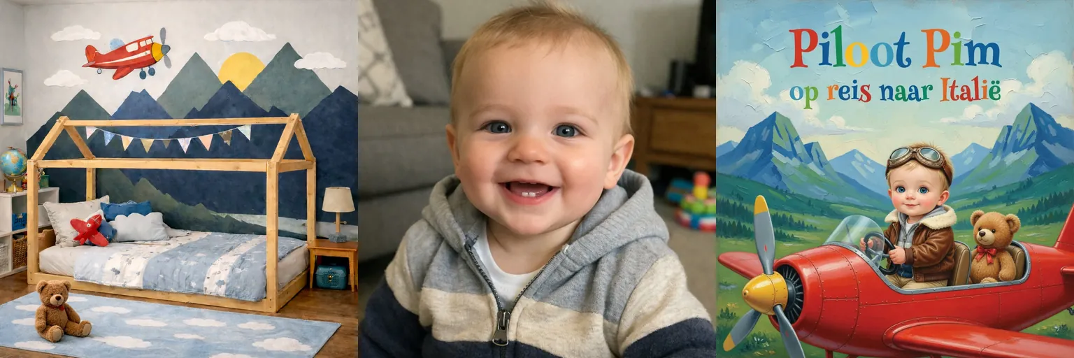 Pim's children's room with airplane theme as inspiration for a children's book