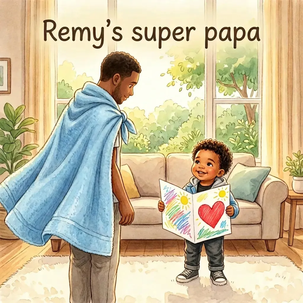 Cover van het vaderdag boekje "Remy's super papa" met papa als sidekick