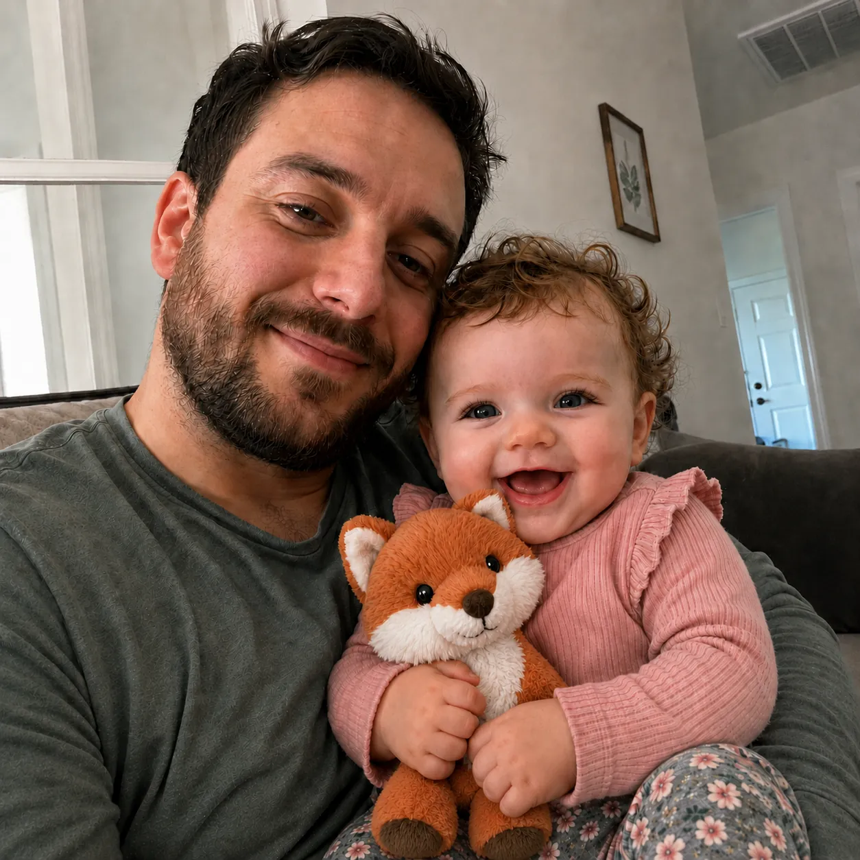 Photo of Milou and dad, used as the basis for their personalized book
